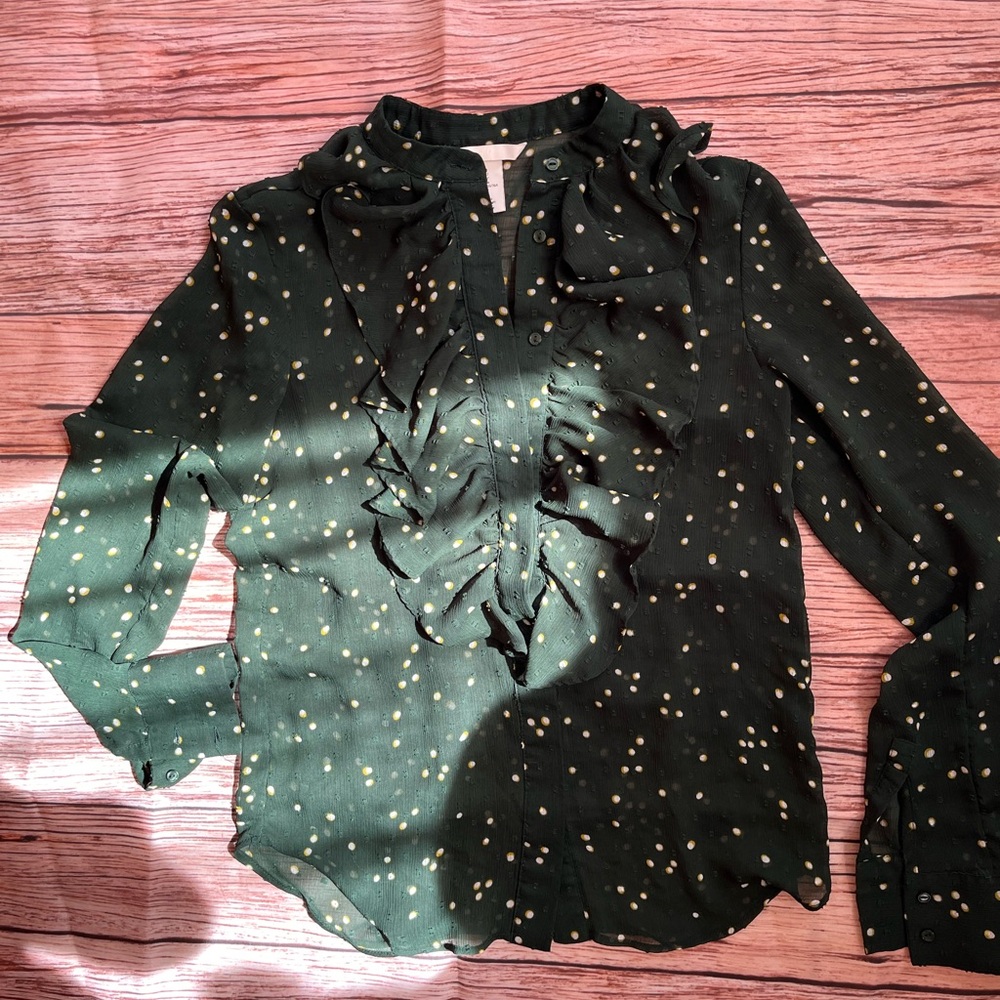 Women's Green Ruffle Blouse
